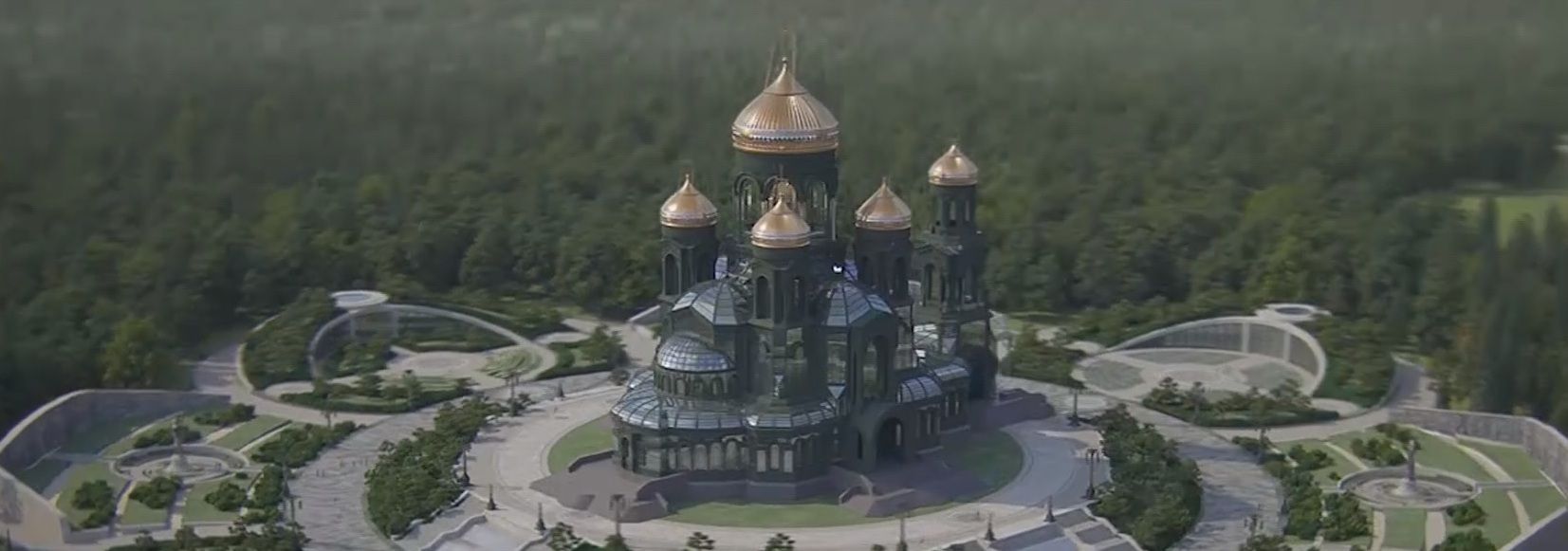 Hlavní chrám ruských ozbrojených sil v Rusku v barvách khaki. Návrh.