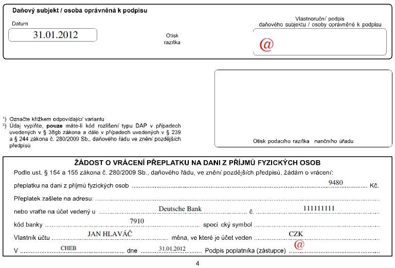 Daňové přiznání krok za korkem 4. strana 2. část