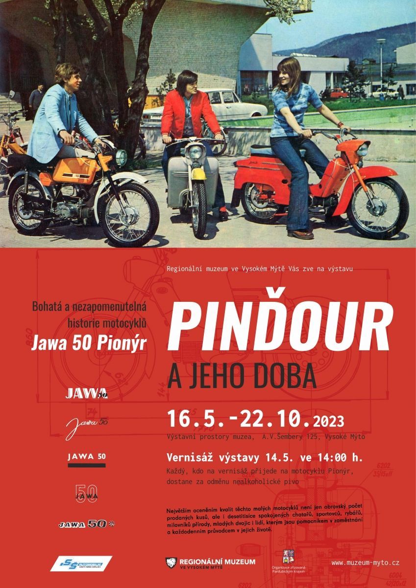 Plakát výstava o Jawě Pinďour a jeho doba