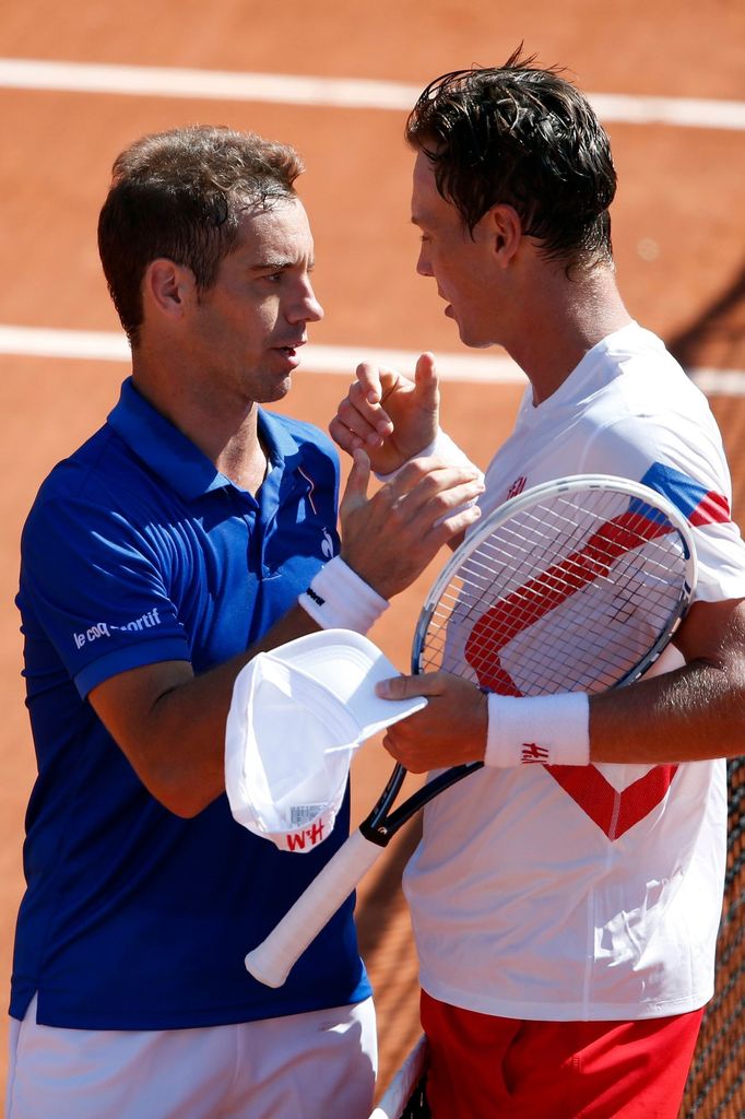 Tomáš Berdych a Richard Gasquet v semifinále Davis Cupu 2014