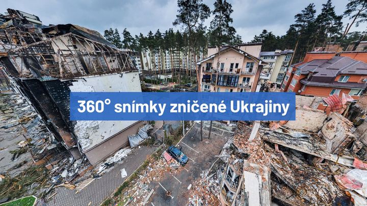 Destrukce ve 360 stupních. Panoramatické fotky ukazují ukrajinská města po útoku Rusů; Zdroj foto: 360war.in.ua
