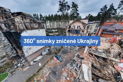 Destrukce ve 360 stupních. Panoramatické fotky ukazují ukrajinská města po útoku Rusů