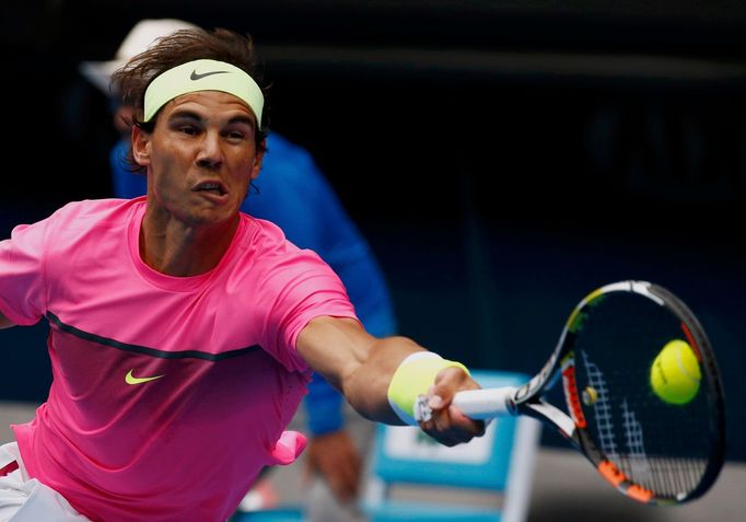 Rafael Nadal při prohraném čtvrtfinále Australian Open s Tomášem Berdychem.