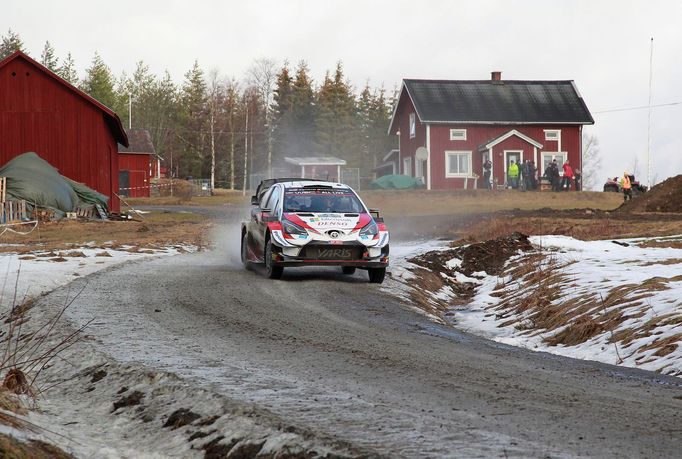 Kalle Rovanperä v Toyotě na trati Švédské rallye 2020