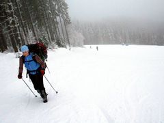 Zatímco na sjezdovkách se jezdí jen dolu, běžkaři si musí kopec vyjít. Nahoře začínají běžecké stopy