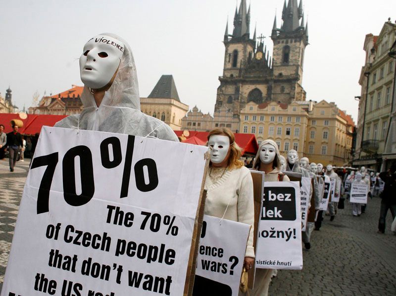 Obama v Praze - demonstrace na Staroměstském náměstí