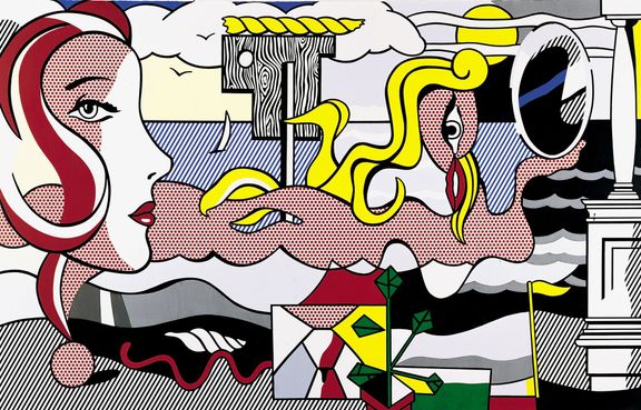 Roy Lichtenstein byl na rozdíl od zbožštělého Andyho Warhola v jádru klasickým umělcem. Na snímku je jeho olej a akryl na plátně Postavy v krajině z roku 1977.