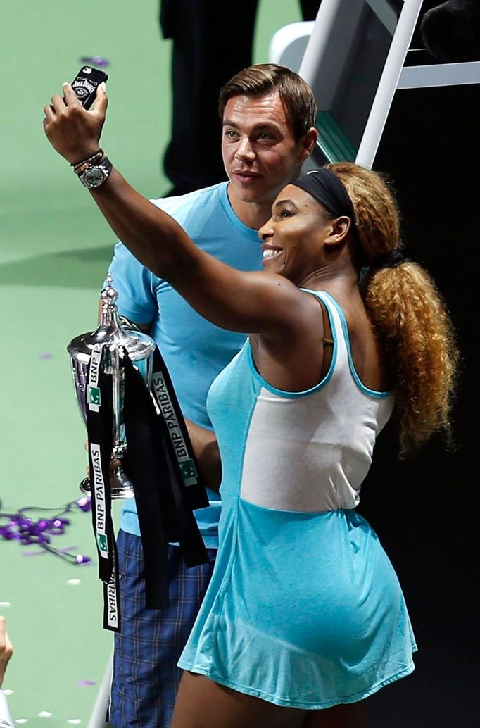 Serena Williamová a její sparing partner Sascha Bajin na Turnaji mistryň 2014