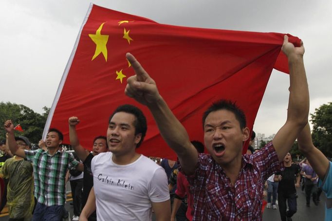 Protijaponský protest ve městě Šen-čen na jihu Číny.