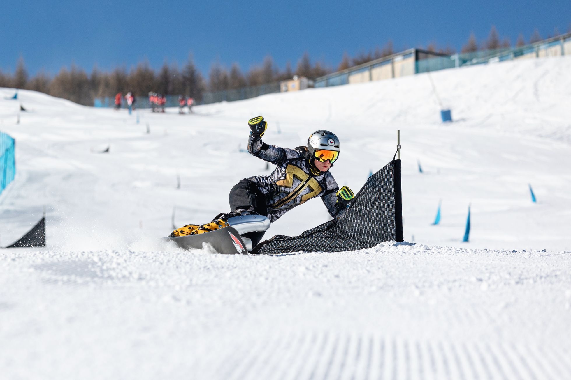 Ester Ledecká při tréninku na snowboardu v Pekingu 2022