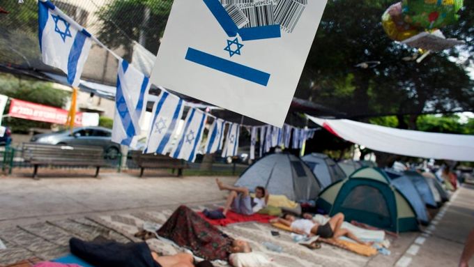 Stanový tábor v Tel Avivu
