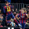 Barcelona's Neymar celebrates after scoring a goal against Paris St Germain during their Champions League Group F soccer match at the Nou Camp stadium in Barcelona