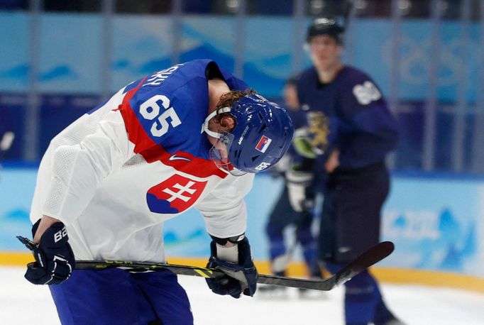 Zklamaný Michal Čajkovský po semifinále Slovensko - Finsko na ZOH 2022 v Pekingu