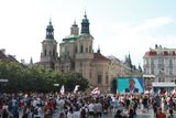 Svůj nesouhlas s represivními praktikami Lukašenkova režimu přišli demonstranti vyjádřit na Staroměstské náměstí.