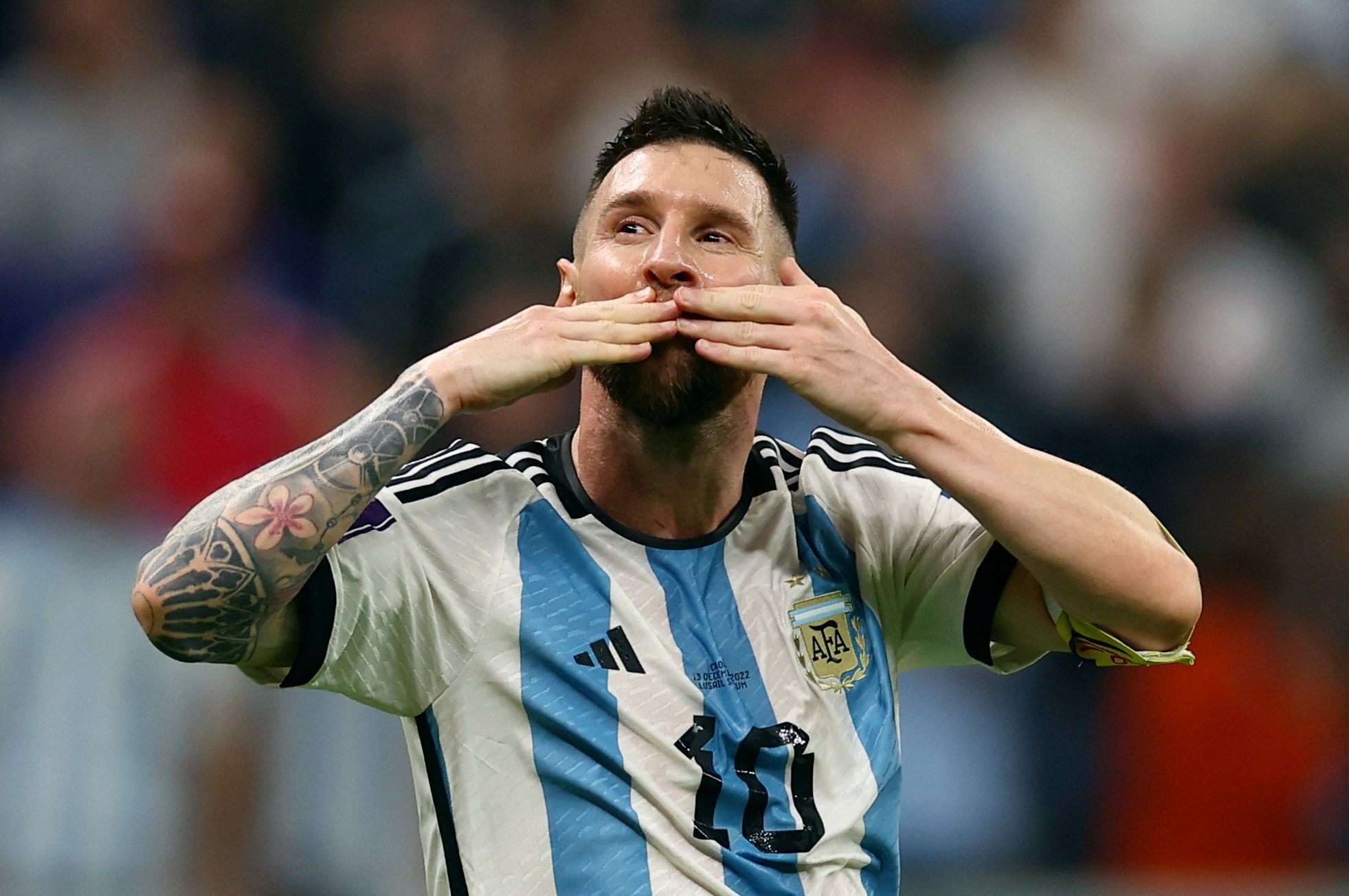 Lionel Messi slaví gól v semifinále MS 2022 Argentina - Chorvatsko