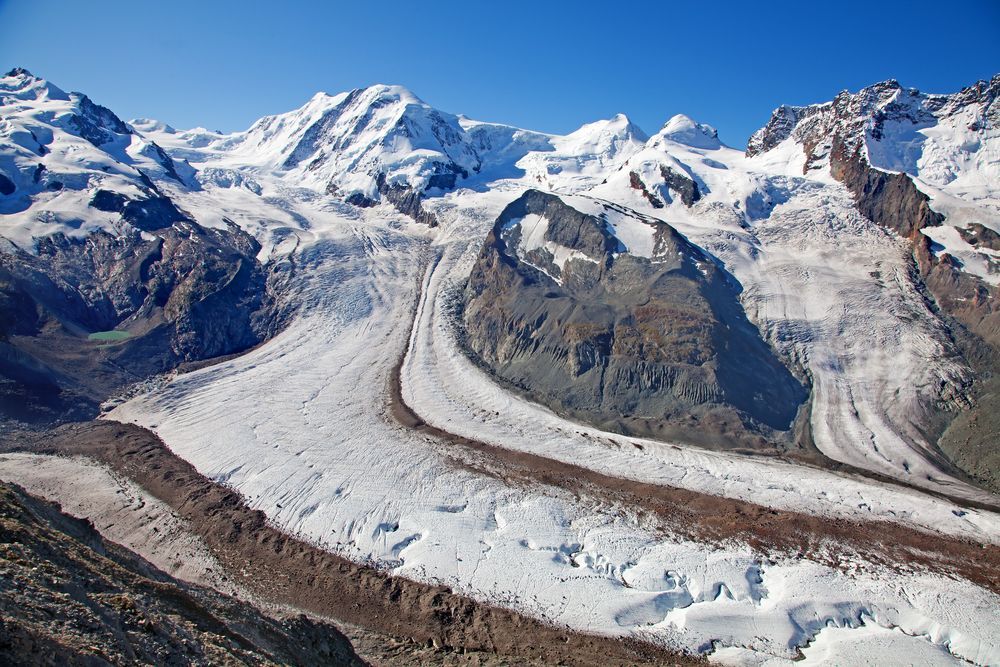 Švýcarské Alpy. Tání ledovců. Ilustrační foto.