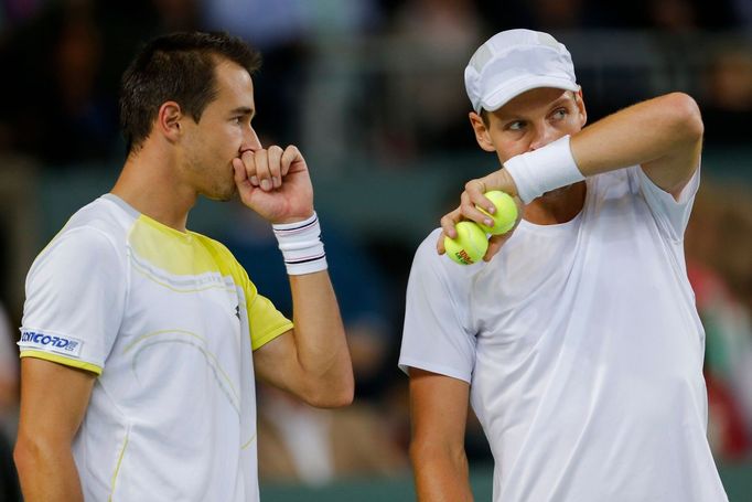 Davis Cup, Švýcarsko - Česko: Tomáš Berdych (vpravo) a Lukáš Rosol