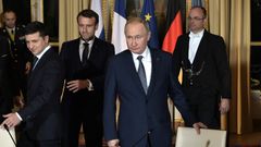 Zelenskyj a Putin na jednání v Paříži v roce 2019
