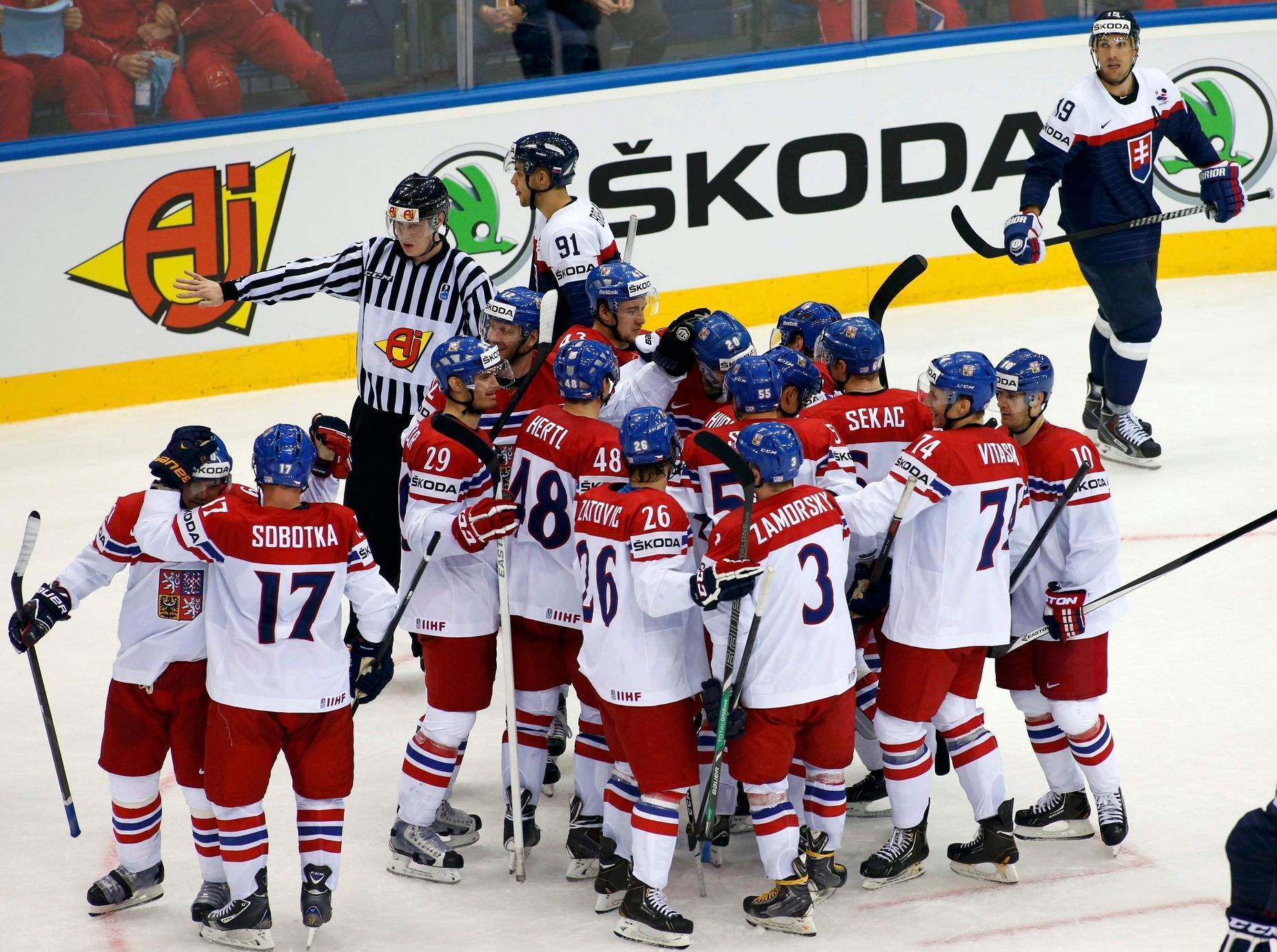 MS 2014, ČR-Slovensko: čeští hokejisté slaví vítězství