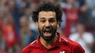 Mohamed Salah slaví gól ve finále Ligy mistrů Tottenham - Liverpool