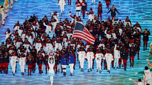 Slavnostní zahájení ZOH 2022 v Pekingu - slavnostní nástup: USA