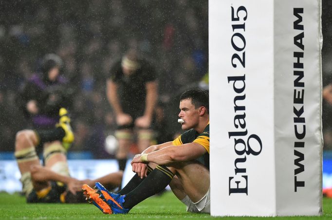 Jesse Kriel of South Africa reacts after losing the Rugby World Cup semi-final match against New Zealand at Twickenham in London, Britain October 24, 2015. REUTERS/Toby M