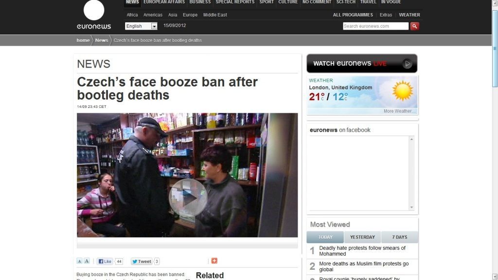 Zahraniční média píší o české prohibici, Euronews