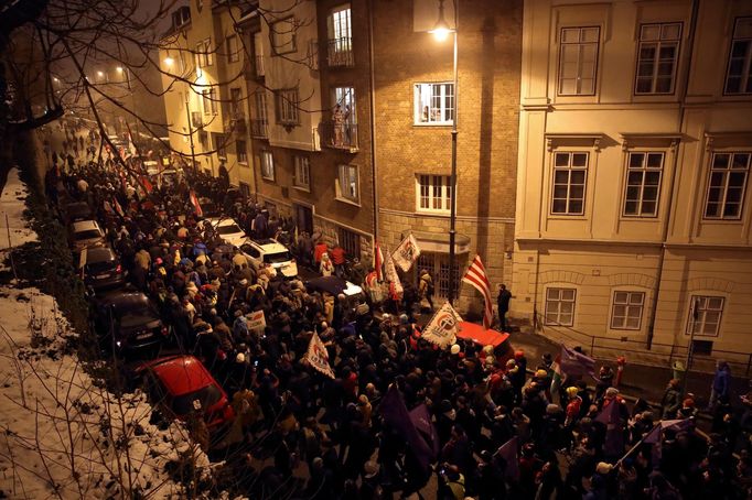 Protesty v Budapešti.