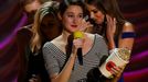 Actress Shailene Woodley accepts the award for Best Kiss for &quot;The Fault in Our Stars&quot; at the 2015 MTV Movie Awards in Los Angeles