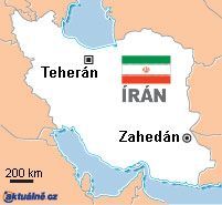 Mapa Írán, města Teherán a Zahedán