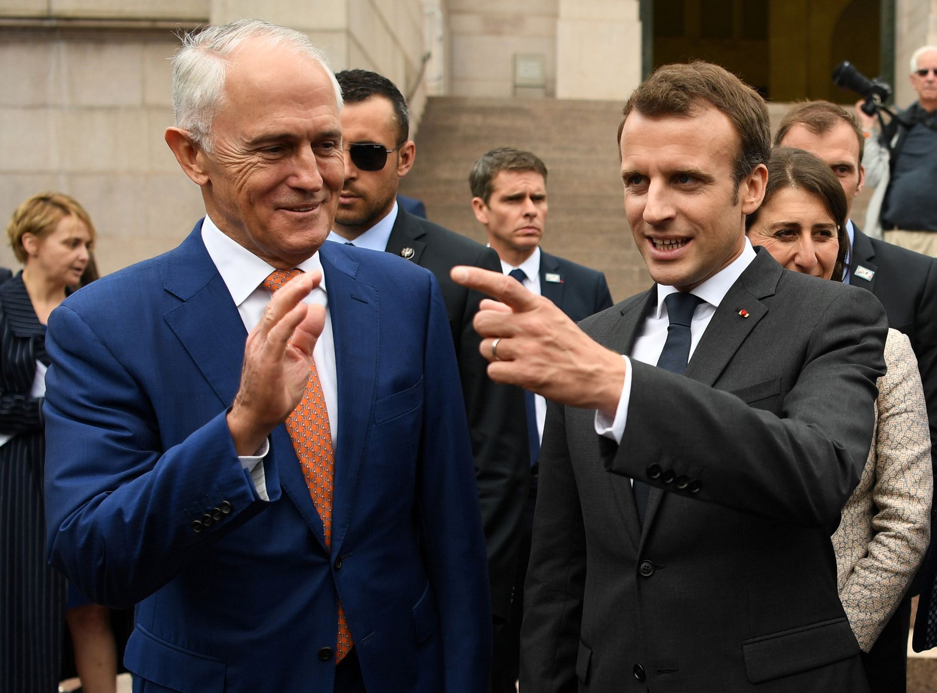 Australský premiér Malcolm Turnbull a francouzský prezident Emmanuel Macron.