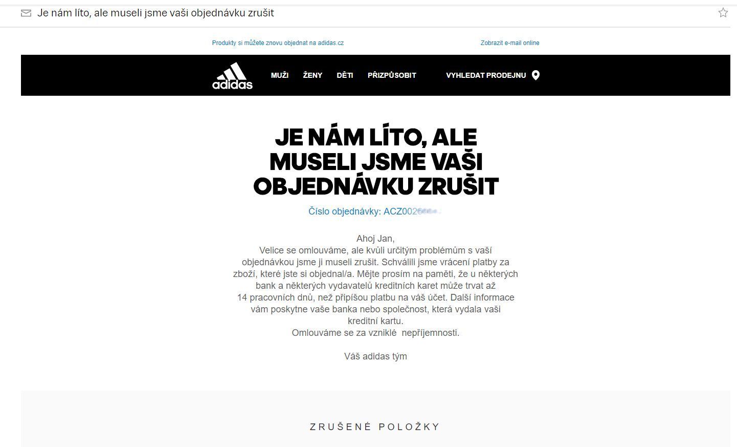 Adidas pokracovani "slevy" v e-shopu