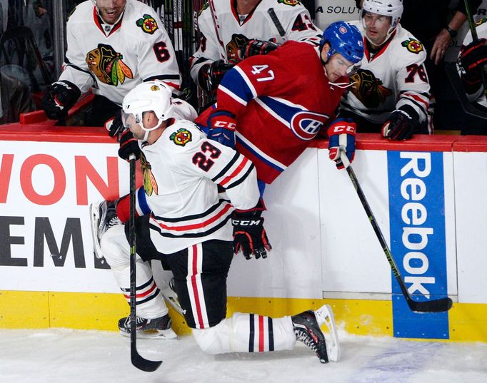 Jan Hejda (23) naposledy v dresu Blackhawks.