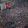 Hundreds of thousands of people gather on the Place de la Republique to attend the solidarity march (Rassemblement Republicain) in the streets of Paris