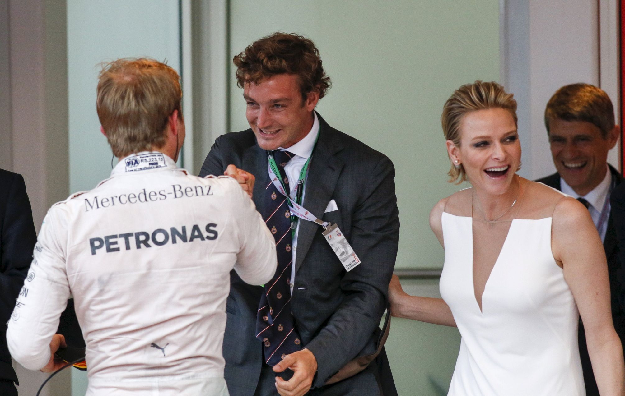 F1, VC Monaka 2015: Nico Rosberg, monacký princ Pierre Casiraghi a princezna Charlene