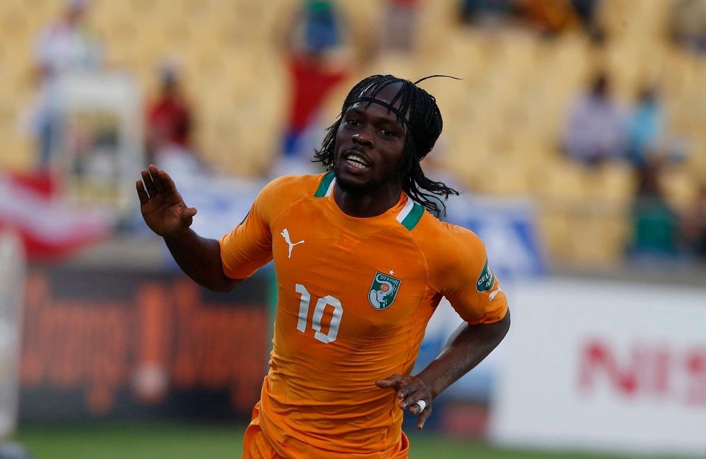 Gervinho se raduje z gólu v utkání Afrického poháru národů mezi Pobřeží Slonoviny a Togem.