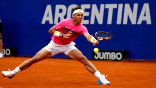 Nadal plays a shot during his final tennis match against Argentina's Monaco at the ATP Argentina Open in Buenos Aires
