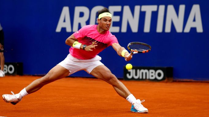 Nadal plays a shot during his final tennis match against Argentina's Monaco at the ATP Argentina Open in Buenos Aires