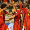 Belgičané slaví druhý gól v zápase skupiny E kvalifikace MS Belgie - Česko