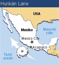 Hurikán Lane - mapa