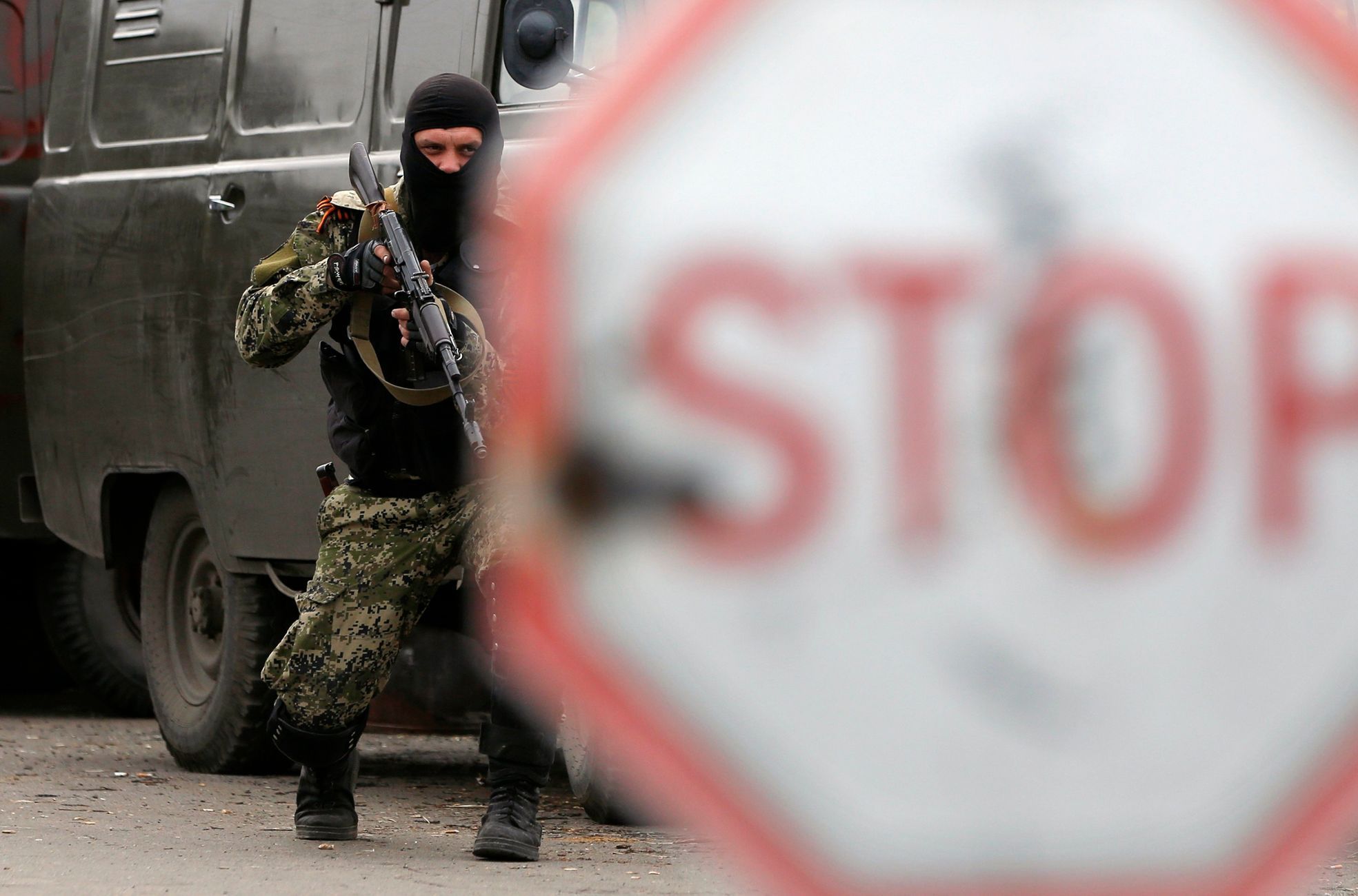 Ukrajina - Kramatorsk - ozbrojenci - separatisté