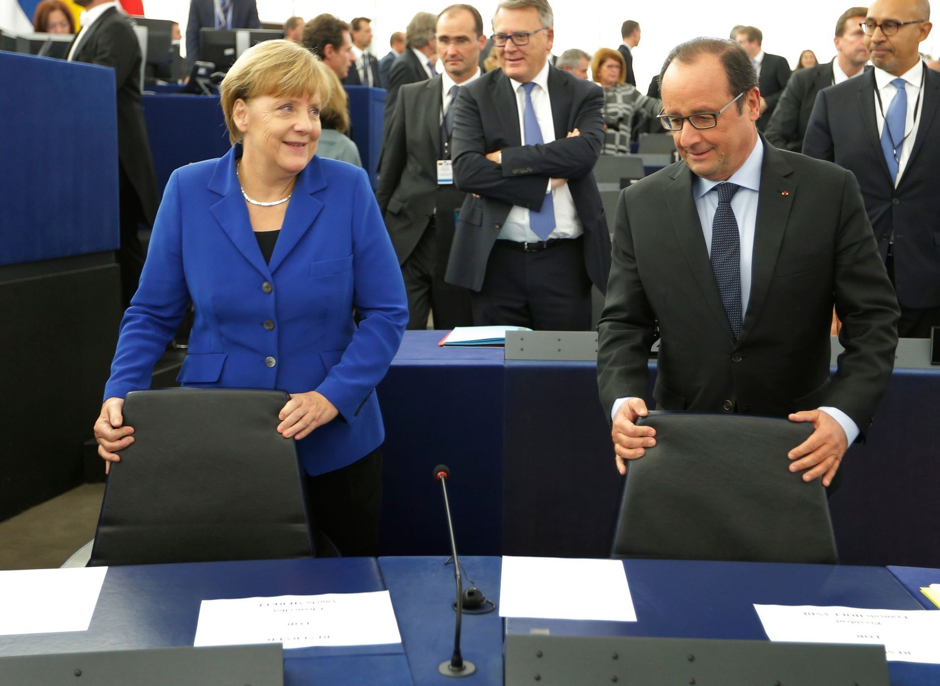 Hollande a Merkelová v Evropském parlamentu
