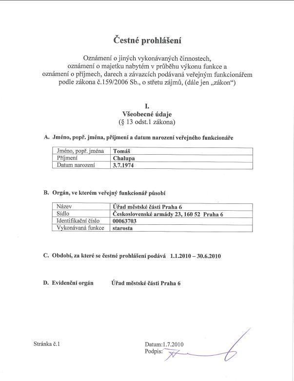 Chalupa - Čestné prohlášení 2010 - 1