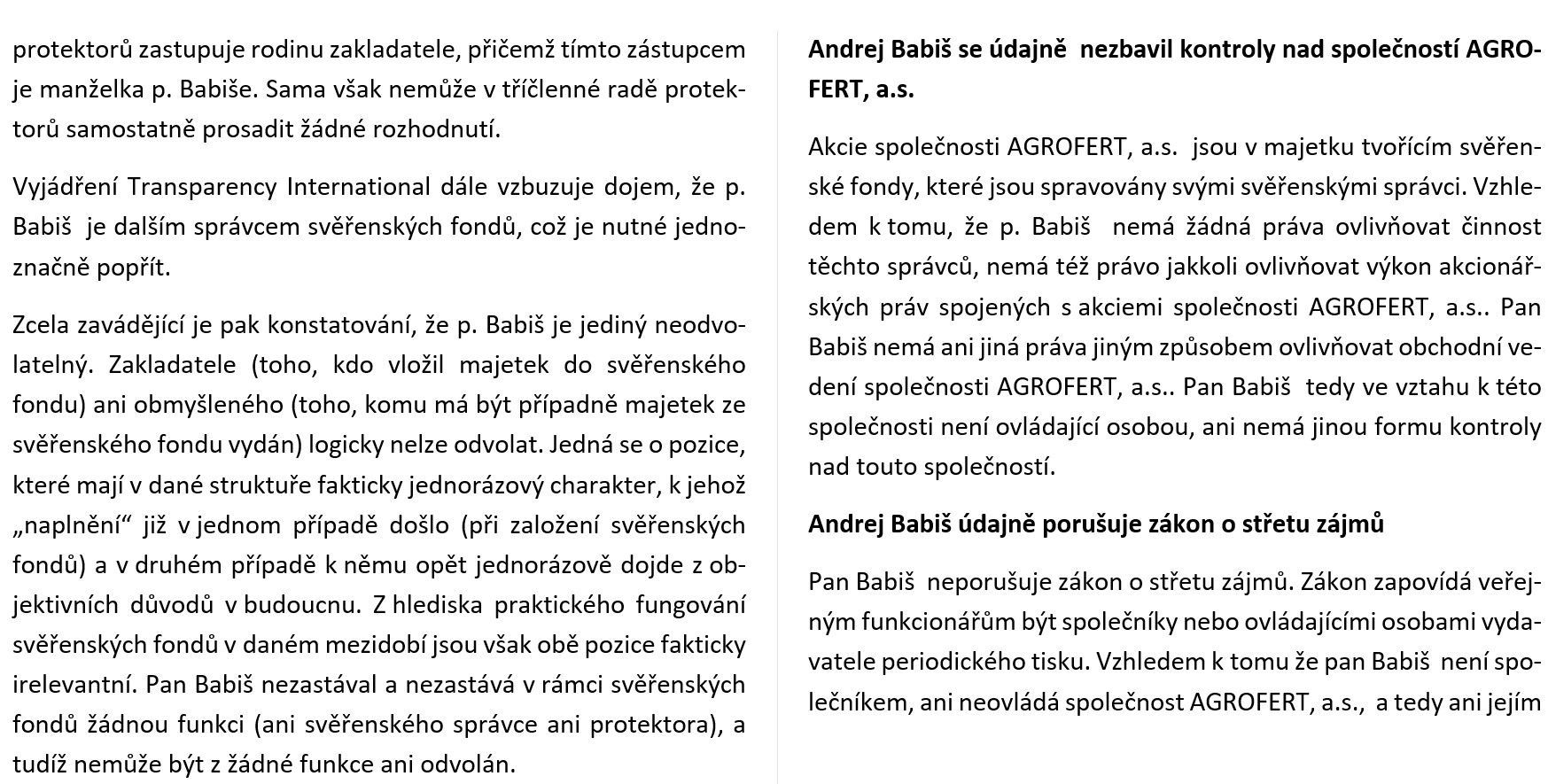 Zpráva o  svěřenských fondech