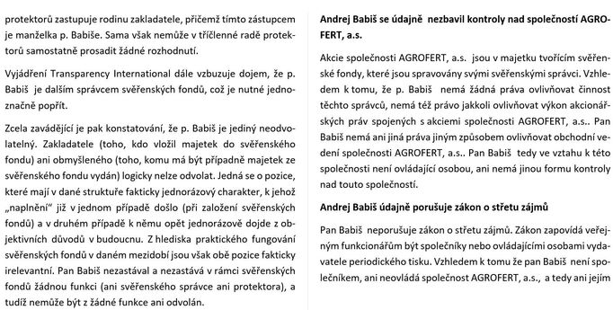 Vyjádření správců svěřenských fondů ke zprávě Transparency International.