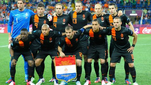 Nizozemská fotbalová reprezentace před utkáním skupiny B na Euru 2012.