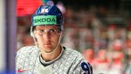 Martin Nečas v zápase proti Dánsku na MS v hokeji 2025 v Herningu