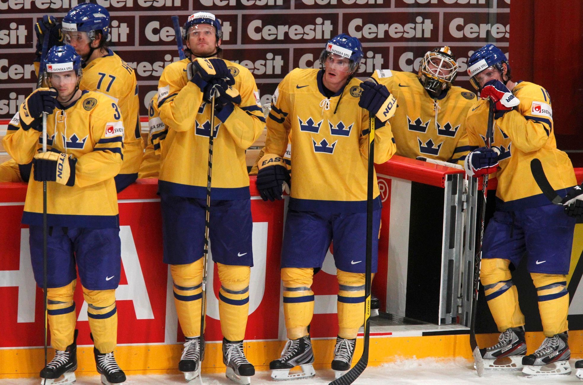 Smutek Švédů po vyřazení ve čtvrtfinále MS Švédsko - Česko
