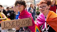 Participants attend the Prague Pride Parade in support of LGBTQ+ rights