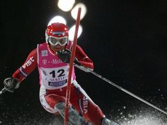 Česká slalomářka Šárka Záhrobská na trati závodu v Záhřebu, kde si třetím místem zajela dosavadní maximum v SP.